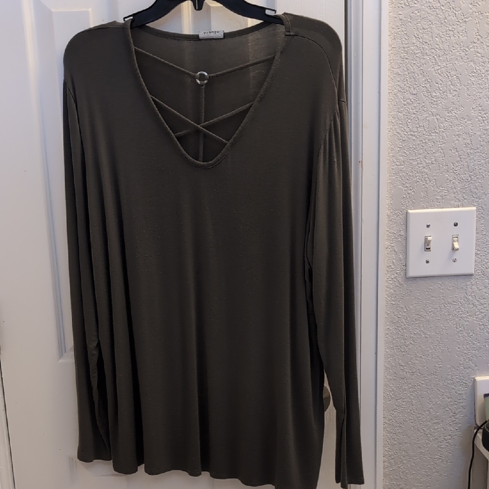 Hippie Chic Green Long Sleeve Shirt In Size Large